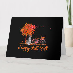 Happy Fall Yall Funny Schnauzer Dog Autumn Bicycle Kaart
