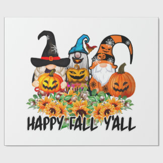 Happy Fall Y'all Gnome Leopard Gnome Sunflower Cadeaupapier