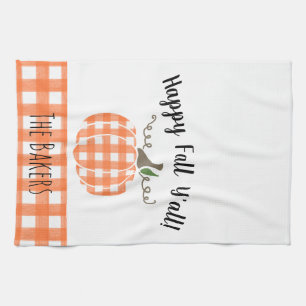 Happy Fall Y'all Orange Plaid Cuisine Serviette