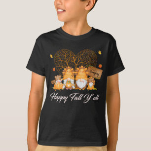 Happy Fall Y'all T-shirt Gnome Leopard Citrouille