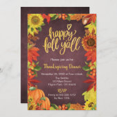 Happy Fall Y'all Thanksgiving Diner invitation (Devant / Derrière)