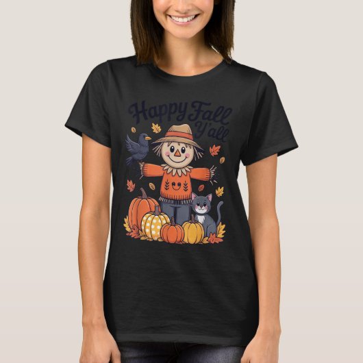 Happy Fall Y'all Thanksgiving Halloween Women Men T-shirt (Voorkant)