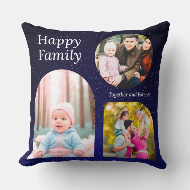 Happy Family Custom Collage Throw Pillow Kussen (Voorkant)