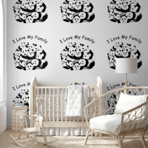 Happy Family Panda Custom Tekst Grappig Behang