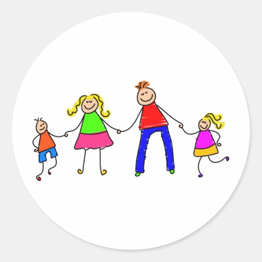 Happy Family Ronde Sticker (Voorkant)