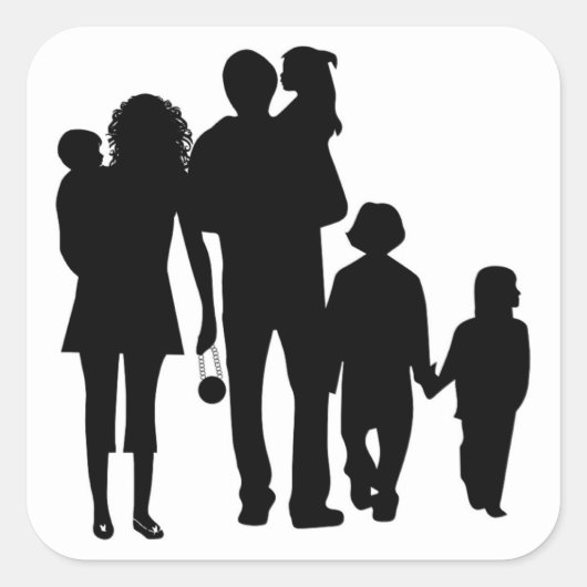 HAPPY FAMILY VIERKANTE STICKER (Voorkant)