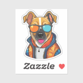 happy fashionable dog sticker