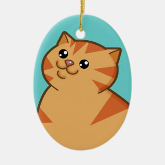 Happy Fat Oranje Cat Keepomwille Ornament (oval)