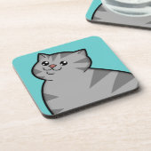 Happy Fat Silver Tabby Cat Onderzetters (set van 6 (Linkerzijde)