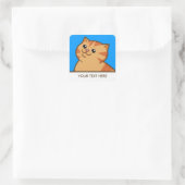 Happy Fat Sinaasappel Cat Vierkante Sticker (Tas)