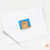 Happy Fat Sinaasappel Cat Vierkante Sticker (Envelop)