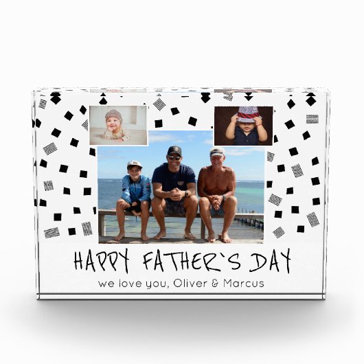 Happy Father Day Black White Pattern 3 Fotoblokken (Voorkant)