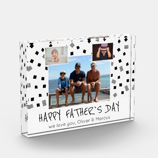 Happy Father Day Black White Pattern 3 Fotoblokken (Links)