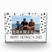 Happy Father Day Black White Pattern Fotoblokken (Voorkant)