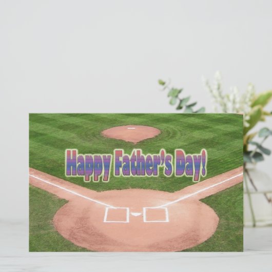Happy Fathers Day Baseball Briefpapier (Staand voorkant)