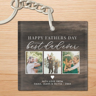 Happy Fathers Day Beste vader ooit 3 Fotocollage Sleutelhanger