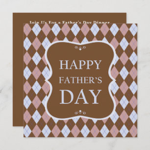 Happy Fathers Day Brown Shades Argyle Dinner Party Kaart