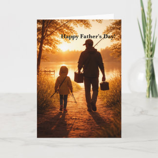 Happy Fathers Day Card - Sunrise Fishing image Kaart