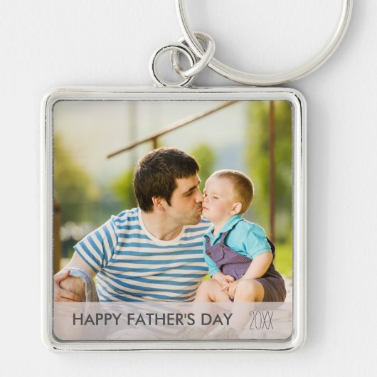 Happy Fathers Day Custom Dad and Child Photo Sleutelhanger (Voorkant)
