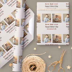 Happy Fathers Day Custom Photo Cream Terracotta Cadeaupapier