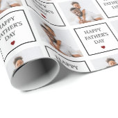 Happy Fathers Day Custom Photo Pattern Cadeaupapier (Rol Hoek)