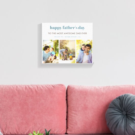 Happy Fathers Day Custom Wishes and 3 Photo Canvas Afdruk (Insitu (Woonkamer))