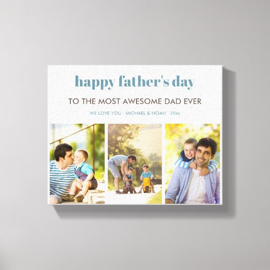 Happy Fathers Day Custom Wishes and 3 Photo Canvas Afdruk (Voorkant)