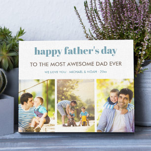 Happy Fathers Day Custom Wishes and 3 Photo Canvas Afdruk