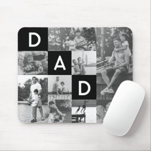 Happy Fathers Day Dad Black & White Photo Grid Muismat