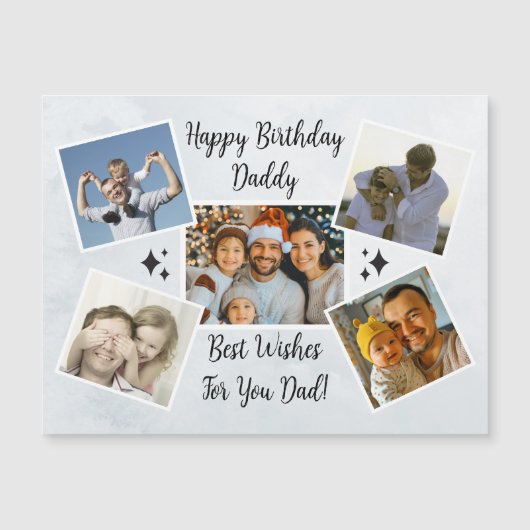 Happy Fathers Day Dad Custom 5 Photo Collage Kaart (Voorkant)