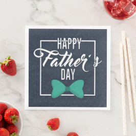 Happy Fathers Day Embleem Blauw Wit Servet