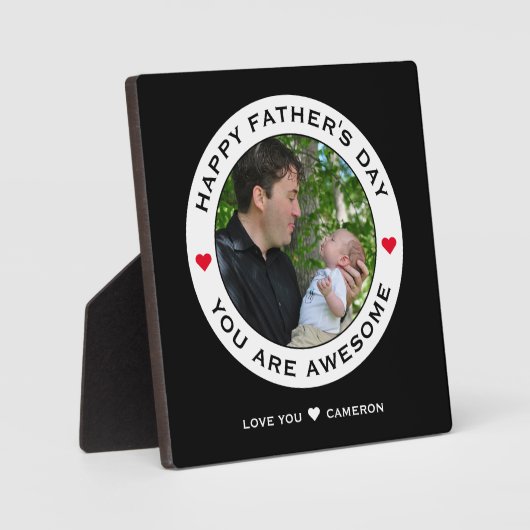 Happy Fathers Day Fototekst Harart Rood terug Fotoplaat (Voorkant)