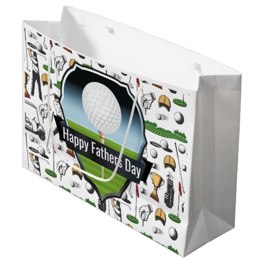 Happy Fathers Day Golfer Groot Cadeauzakje (Voorkant Gekanteld)