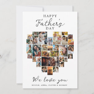 Happy Father's Day Heart Foto Collage Familie Lief Kaart