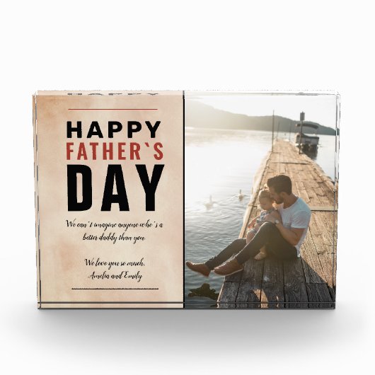 Happy Father's Day Message Waterverf Family Fotoblokken (Voorkant)
