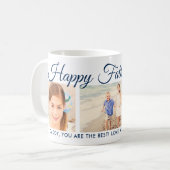 Happy Fathers Day Navy Script Photo Collage Koffiemok (Voorkant links)