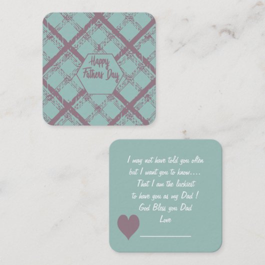 Happy Fathers Day Note Kaart: Notitiekaartje (Voorkant / Achterkant)
