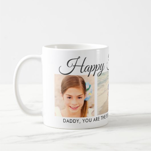 Happy Fathers Day Pap Gray Script Photo Collage Koffiemok (Links)