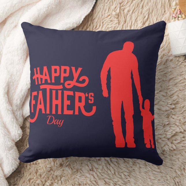 Happy Father's Day Silhouettes Holding Hands Kussen (Deken)