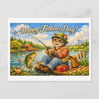 Happy Fathers Day to Your Favorite Fishing Cat Dad Briefkaart