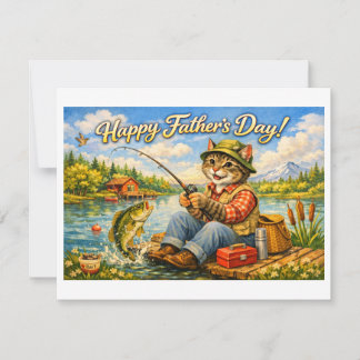 Happy Fathers Day to Your Favorite Fishing Cat Dad Feestdagenkaart