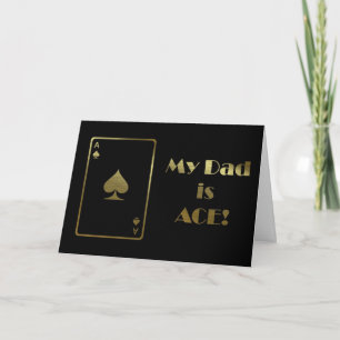 Happy Father's Day with ace card black and gold Kaart
