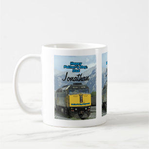 Happy Fathers Day Yellow Railroad Traine Engine Koffiemok