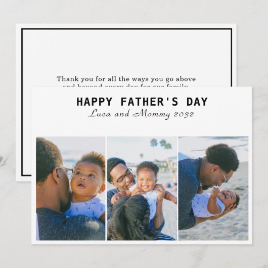Happy Fête des pères 3 Photo Collage Carte de vaca (Devant / Derrière)