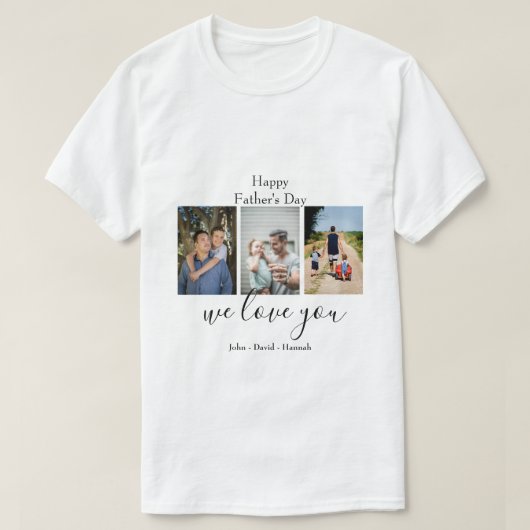 Happy Fête des pères-Cute Photo Collage T-Shirt (Design devant)
