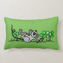 Happy FieldMouse Green Pillow