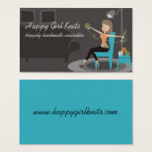 Happy fille tricot étiquettes cadeaux carte de vis (Devant & derrière)