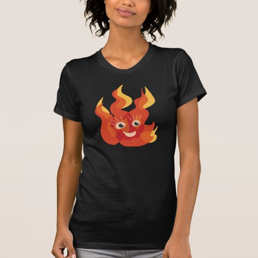 Happy Fire Flame Character Womens T-shirt (Voorkant)
