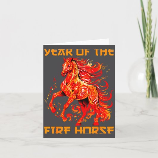 happy fire yea lunar year new horse chinese Fun Kaart (Voorkant)