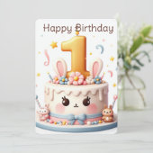Happy First Birthday Feestdagenkaart (Staand voorkant)